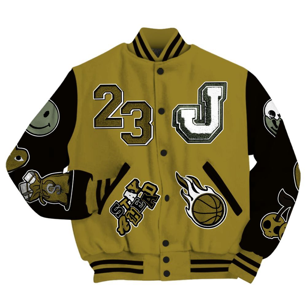 Varsity Jacket To Match Air Flightposite Metallic Gold - Hustles Money Number 23 All Over Print