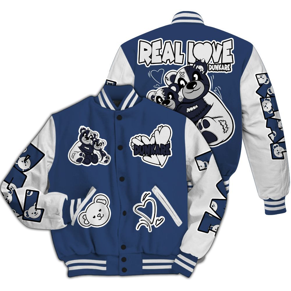 Varsity Jacket To Match Low 85 Metallic Blue 1s - Sincere Fondness Bear All Over Print