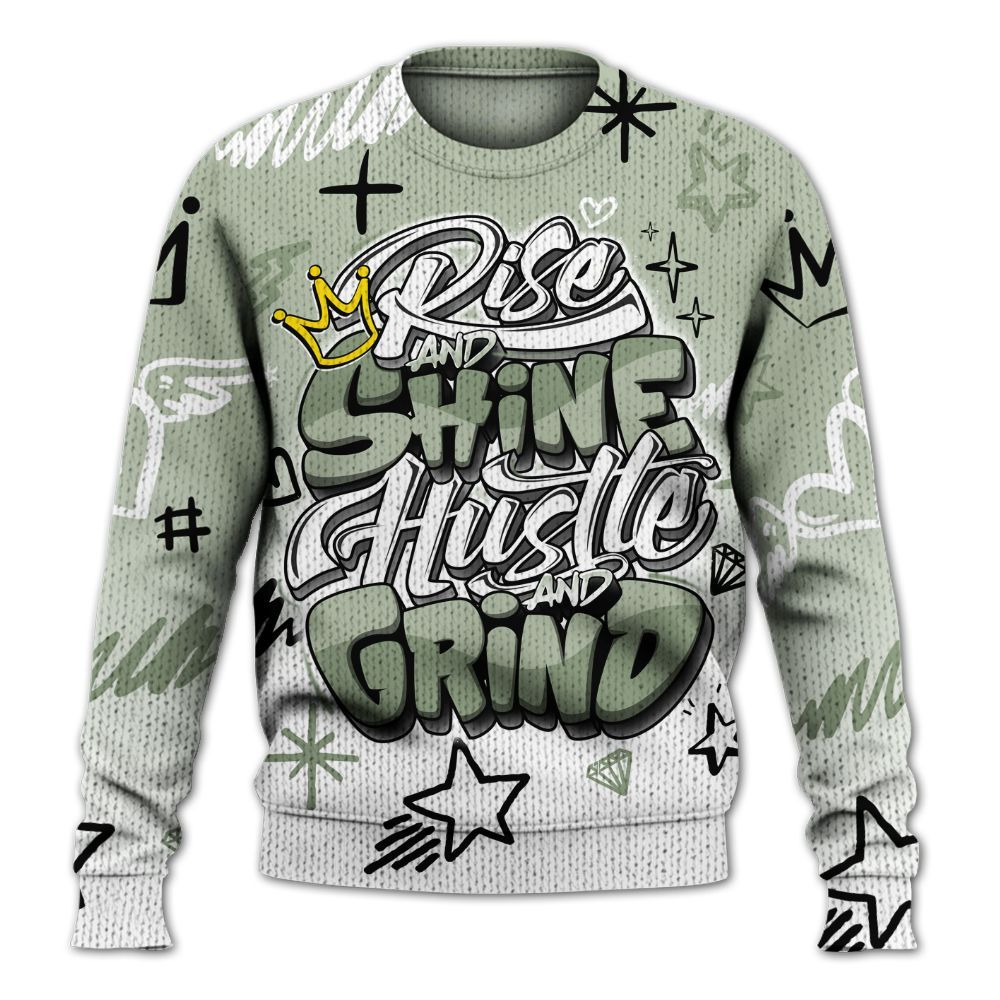 Knitted Sweater To Match Seafoam Sail 4s - Rise Shine Hustle Grind