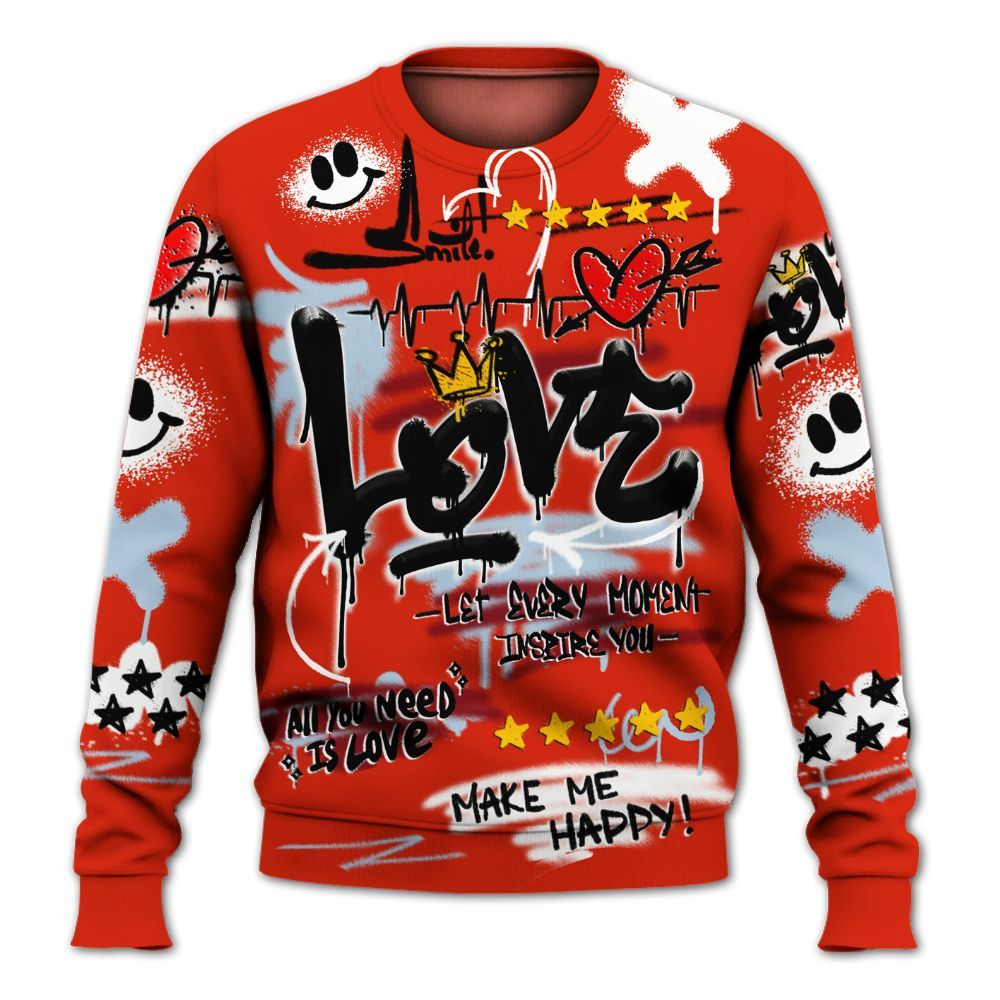 Sweatshirt To Match Retro Cherry 11s - Happy Love Beats Graffiti Streetwear All Over Print