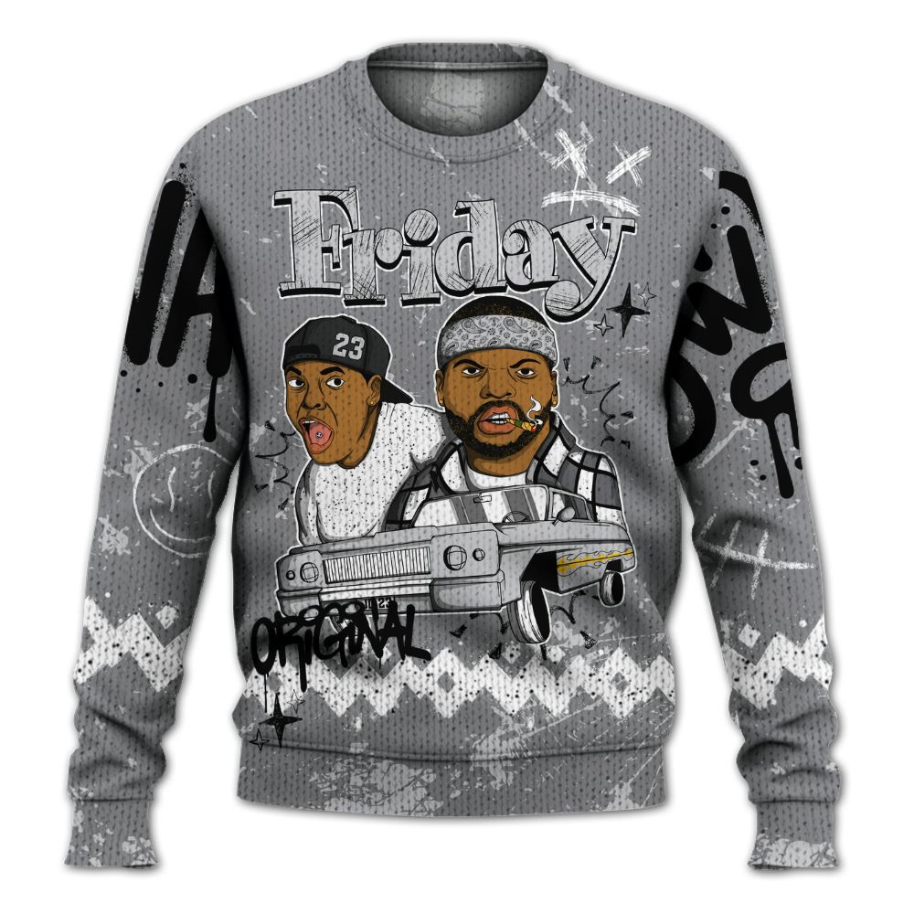 Sweater To Match Retro Wolf Grey 5s - Friday Sneaker Crayon Graphic