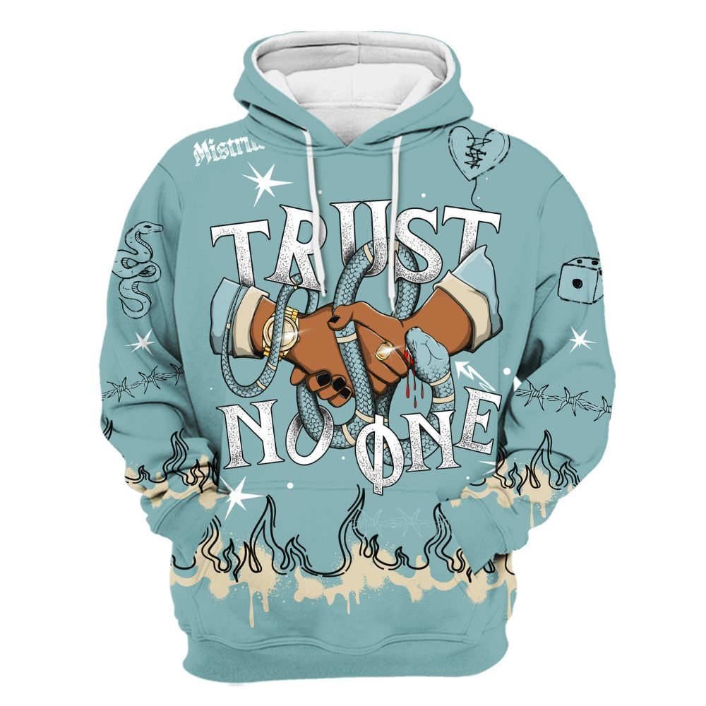 Hoodie To Match Dunk Low Glacier Blue Pale Ivory - Trust No One Snake-Bite Doodle Crayon All Over Print