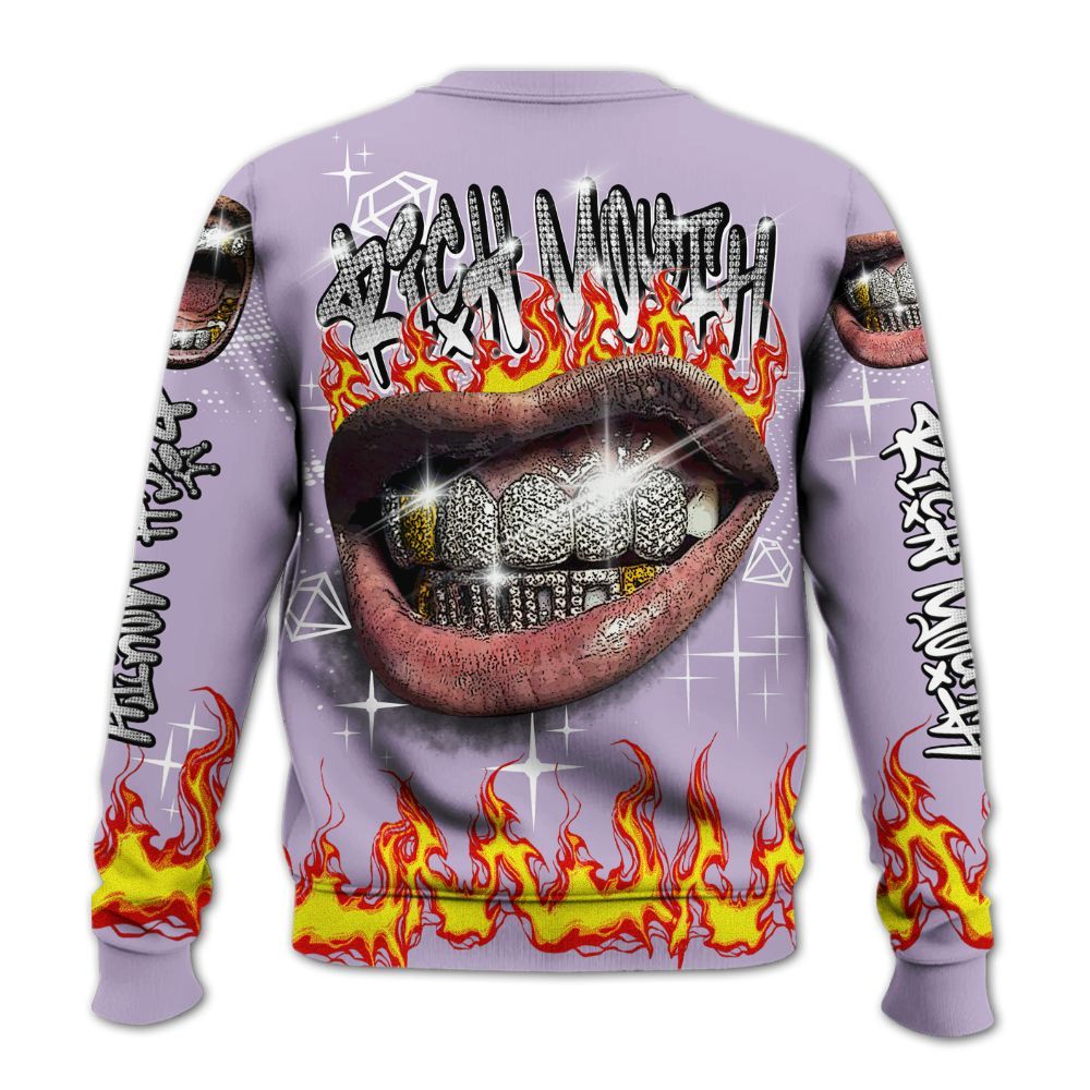 Sweatshirt To Match Low Pure Violet 11s - Rich Mouth Fire Rap Retro 90s All Over Print
