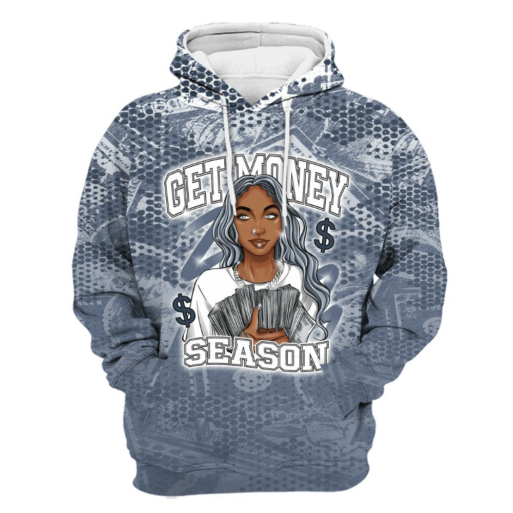 Hoodie To Match Low Diffused Blue 11s - Get Moneys Season Banknote All Over Print