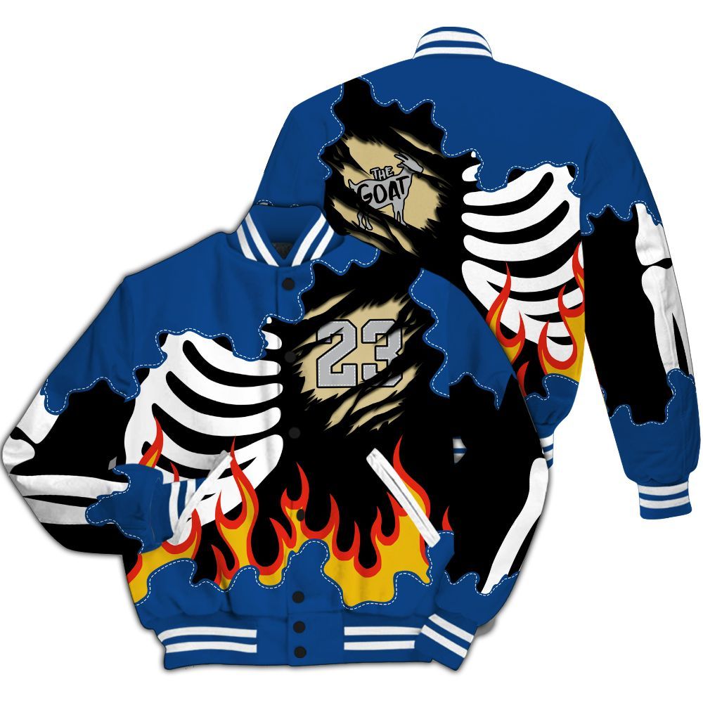 Varsity Jacket To Match Air Ship Royal Blue - Burning Skeleton 23 G.O.A.T All Over Print