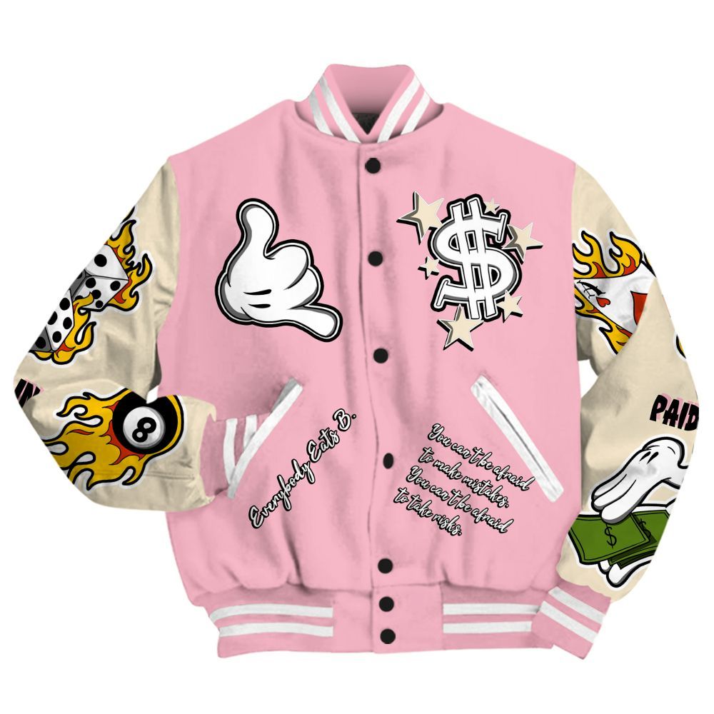 Varsity Jacket To Match Low OG Shy Pink 1s - Everybody Paid In Full Graphic All Over Print