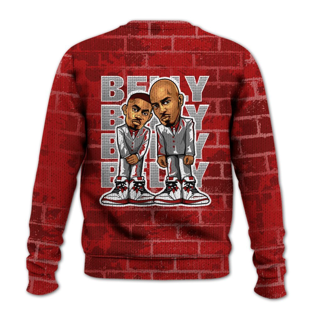 Knitted Sweater To Match Red Taxi 12s - Belly Sneakers Graphic Halloween