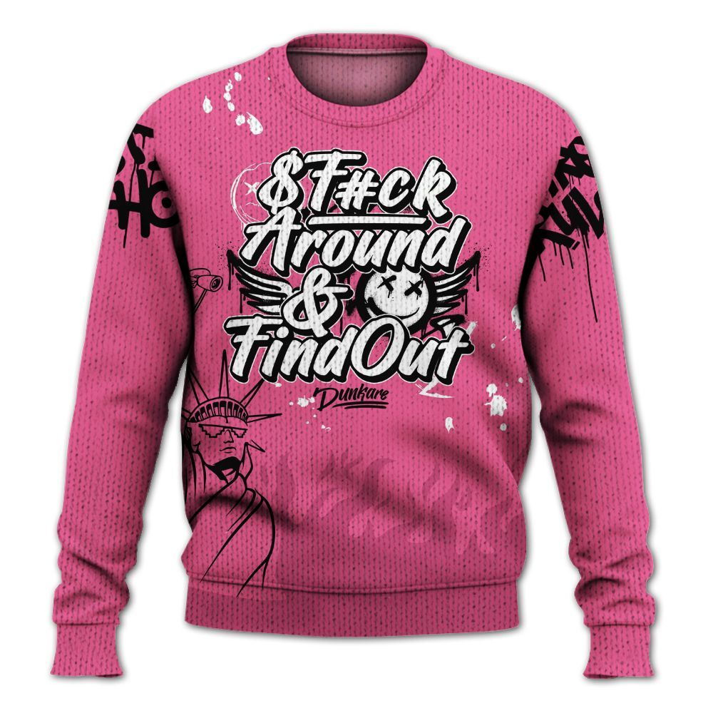 Knitted Sweater To Match Air Max SNDR Hyper Pink - Graphic Fck Around Find Out