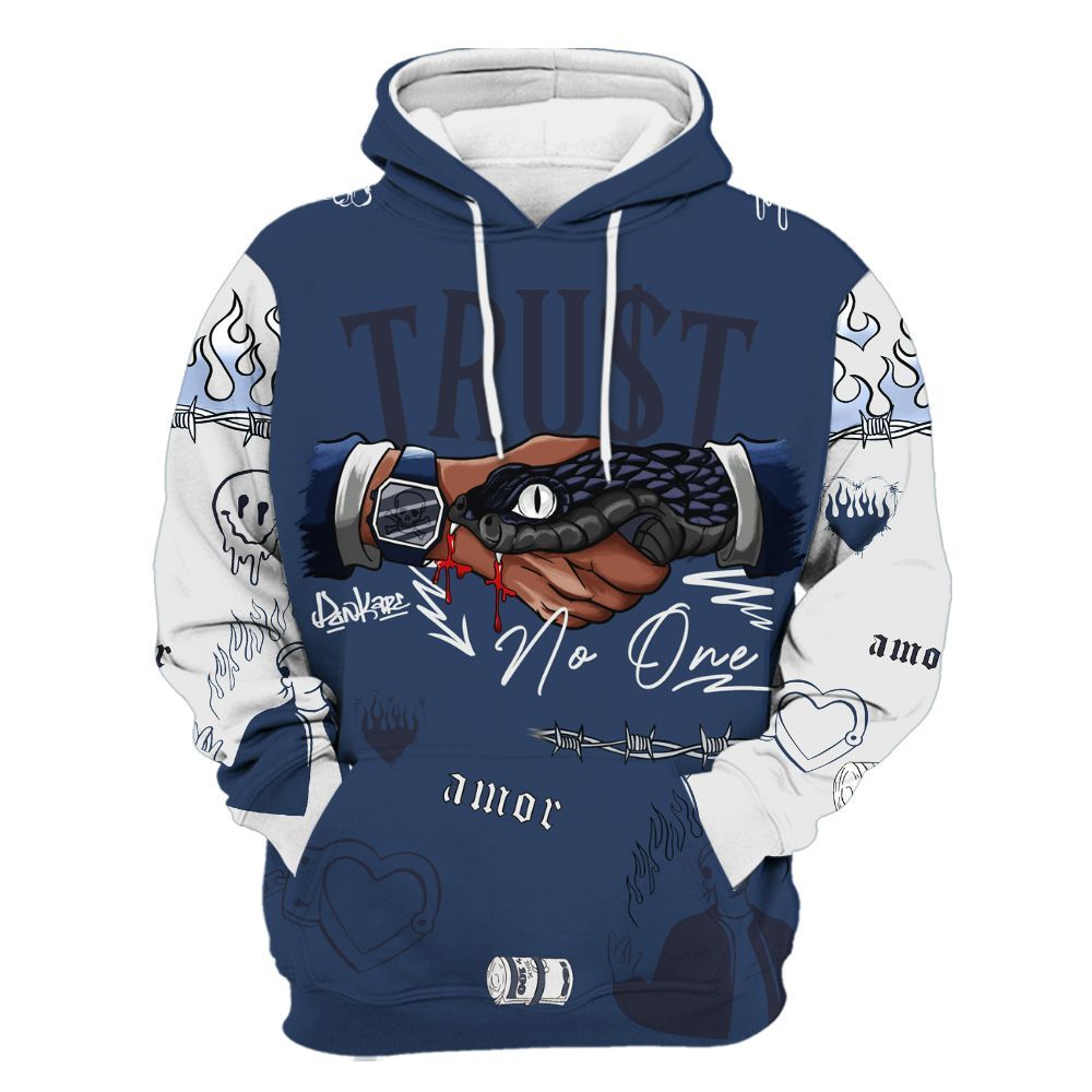 Hoodie To Match Low 85 Metallic Blue 1s - Snake Trust No One All Over Print