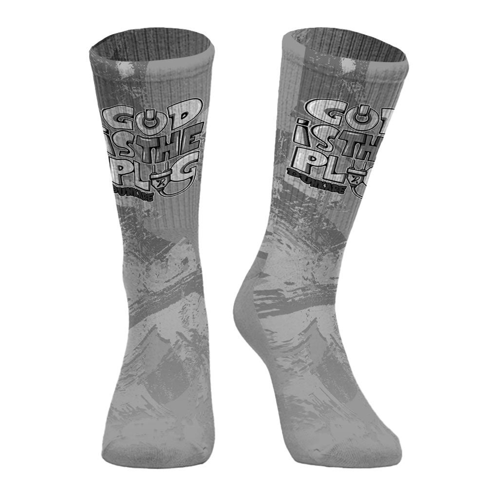 Sock To Match Black Wolf Grey 12s - God Is The Power Cord Circle Splash