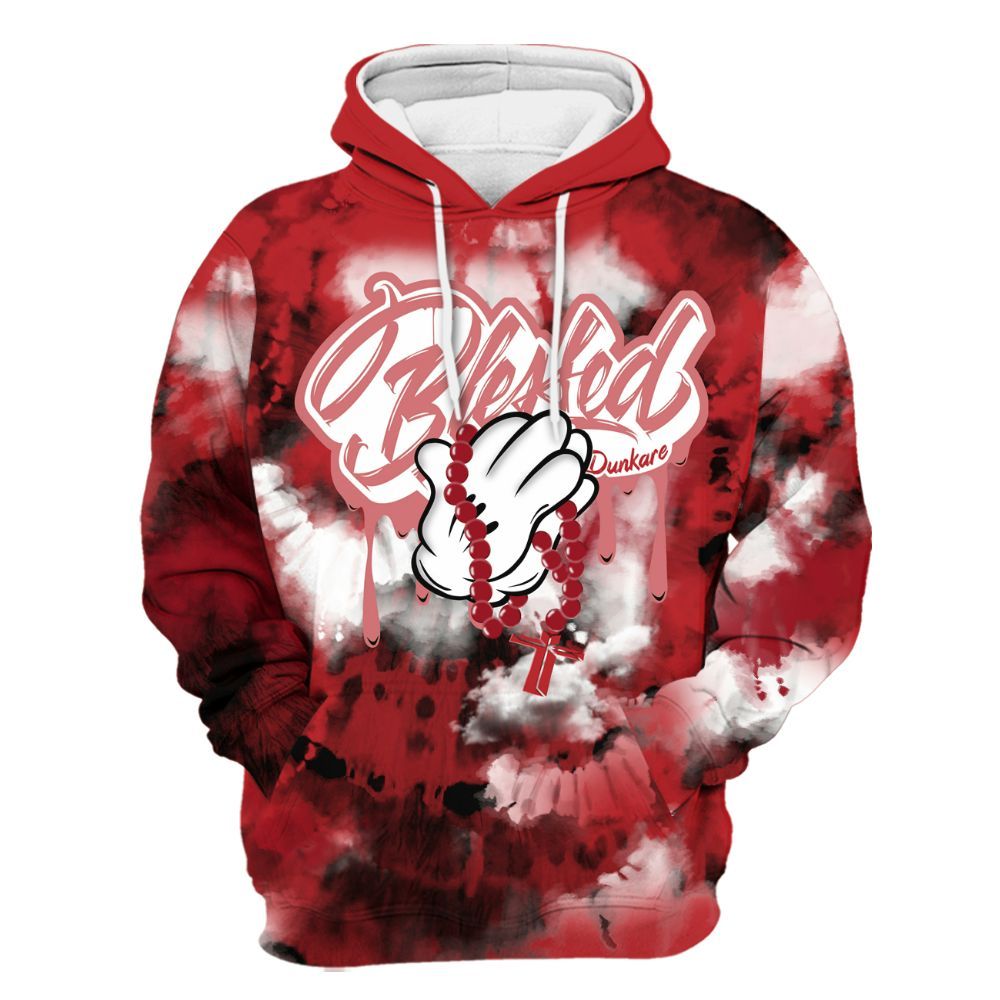 Hoodie To Match Retro Cherry 12s - God Blessed Tie Dye All Over Print