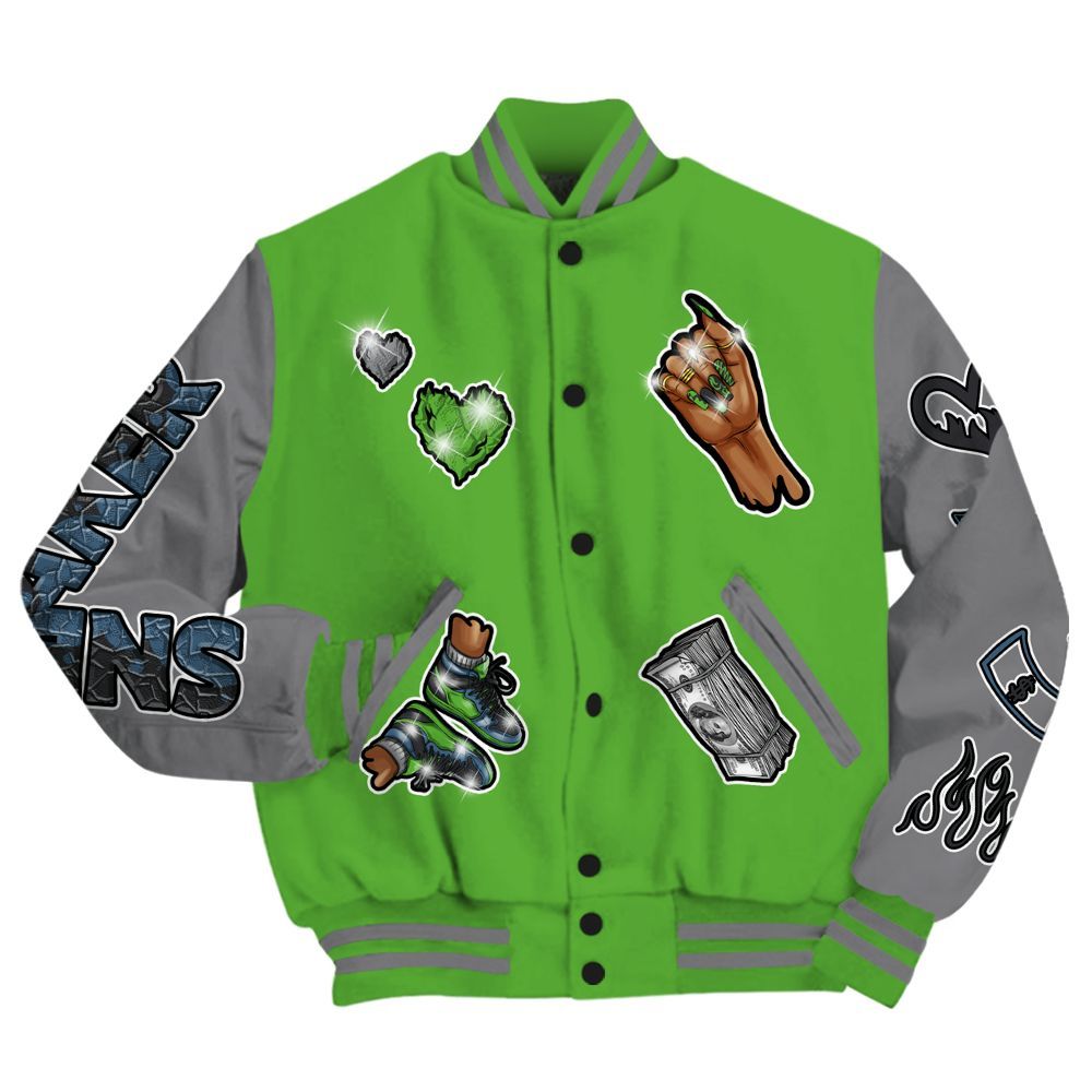 Varsity Jacket To Match Retro Green Bean 5s - Sneakerz Girlz All Over Print