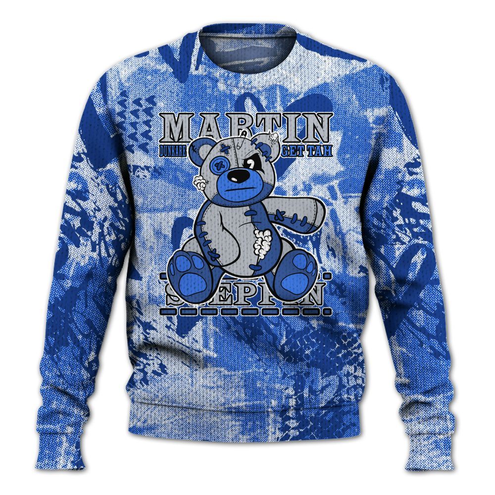 Knitted Sweater To Match Air Foamposite One Royal - Tah Steppin Bear Heart Grunge