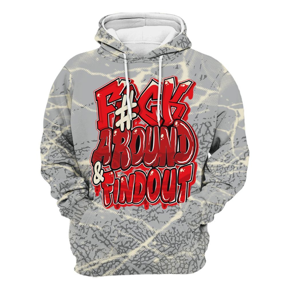 Hoodie To Match Cement Grey 3s - F Around Find Out Graphic Profound All Over Print