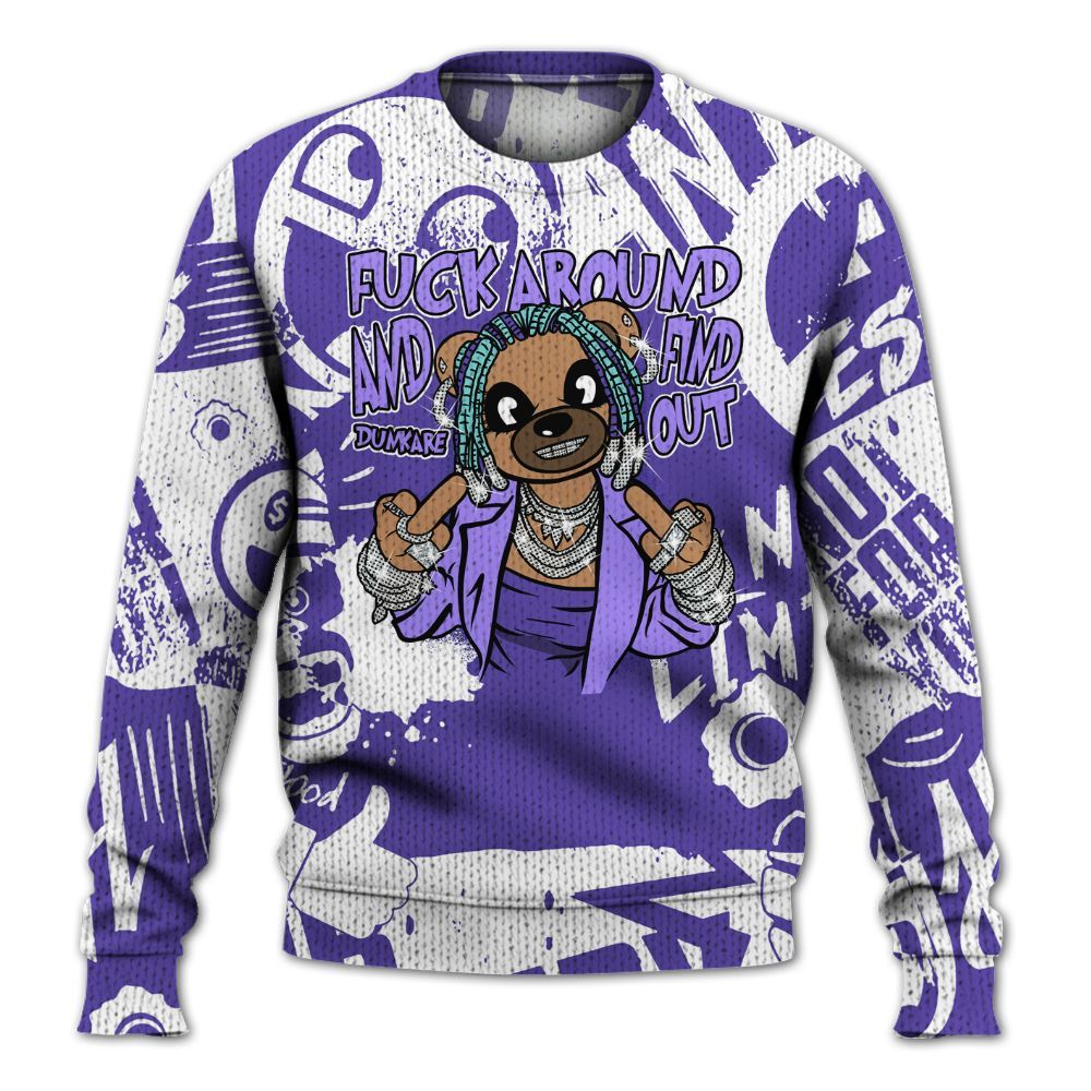 Knitted Sweater To Match Low Hornets 1s - F#ck Around Bear Bear Monogram Graffiti