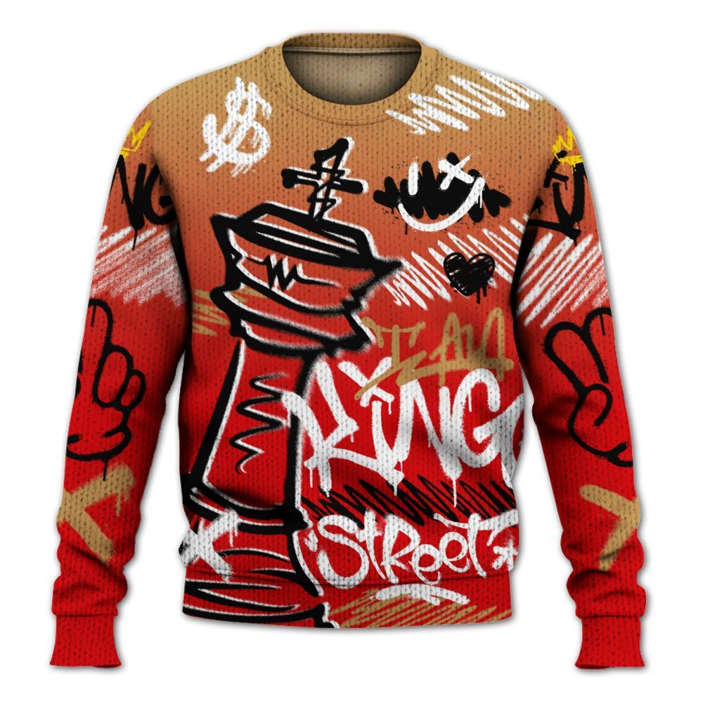 Knitted Sweater To Match Kobe 5 Red Year Of The Mamba - Street King Chess Streetwear