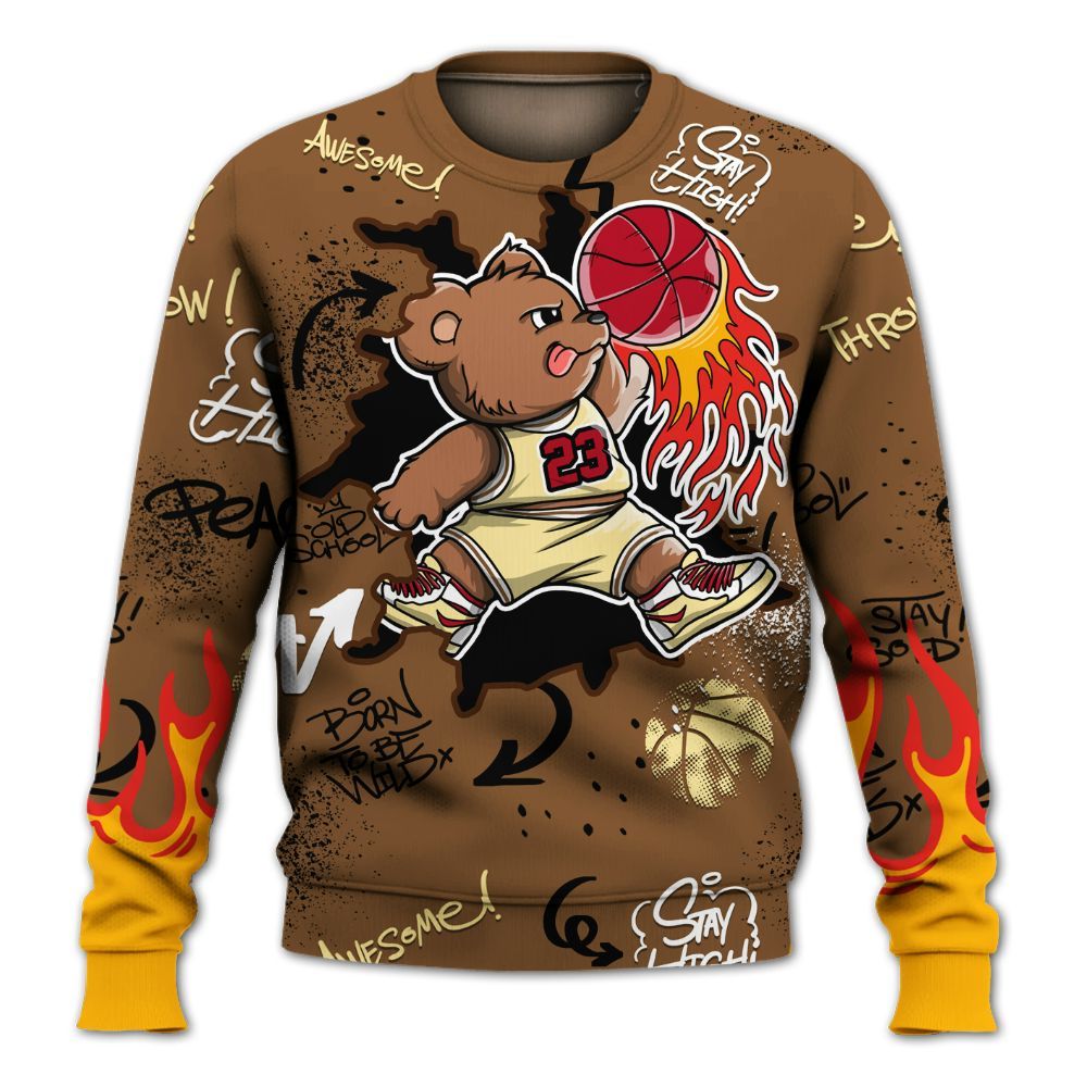 Sweatshirt To Match Air Max 90 Escape - Number 23 Basketball Bear Custom Name All Over Print