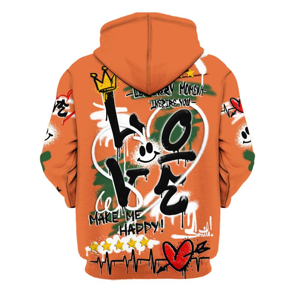 Hoodie To Match Low Miami 5s - Happy Love Beats Graffiti Streetwear All Over Print