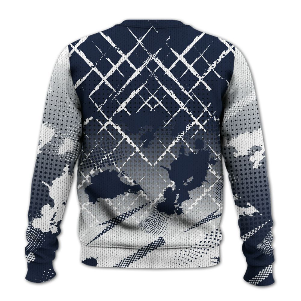 Knitted Sweater To Match Dunk Low White Midnight Navy - Halftone Stand Business Dripping