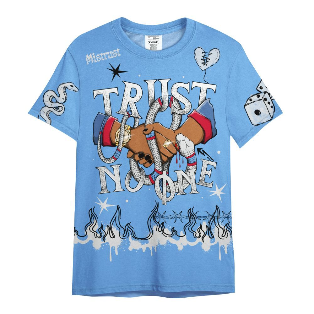 Shirt To Match University Blue 6s - Trust No One Snake-Bite Doodle Crayon All Over Print