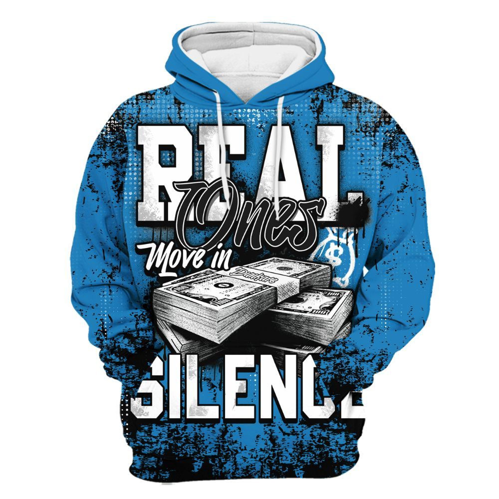 Hoodie To Match Retro University Blue 9s - Move In Silence Money Street Retro All Over Print