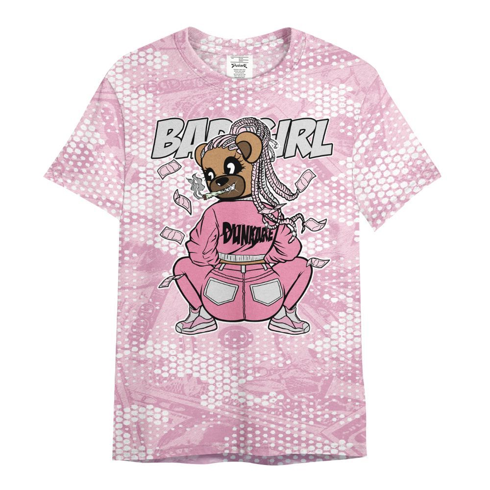 Shirt To Match Orchid 4s - Rebellious Girl Bear Banknotes Art All Over Print