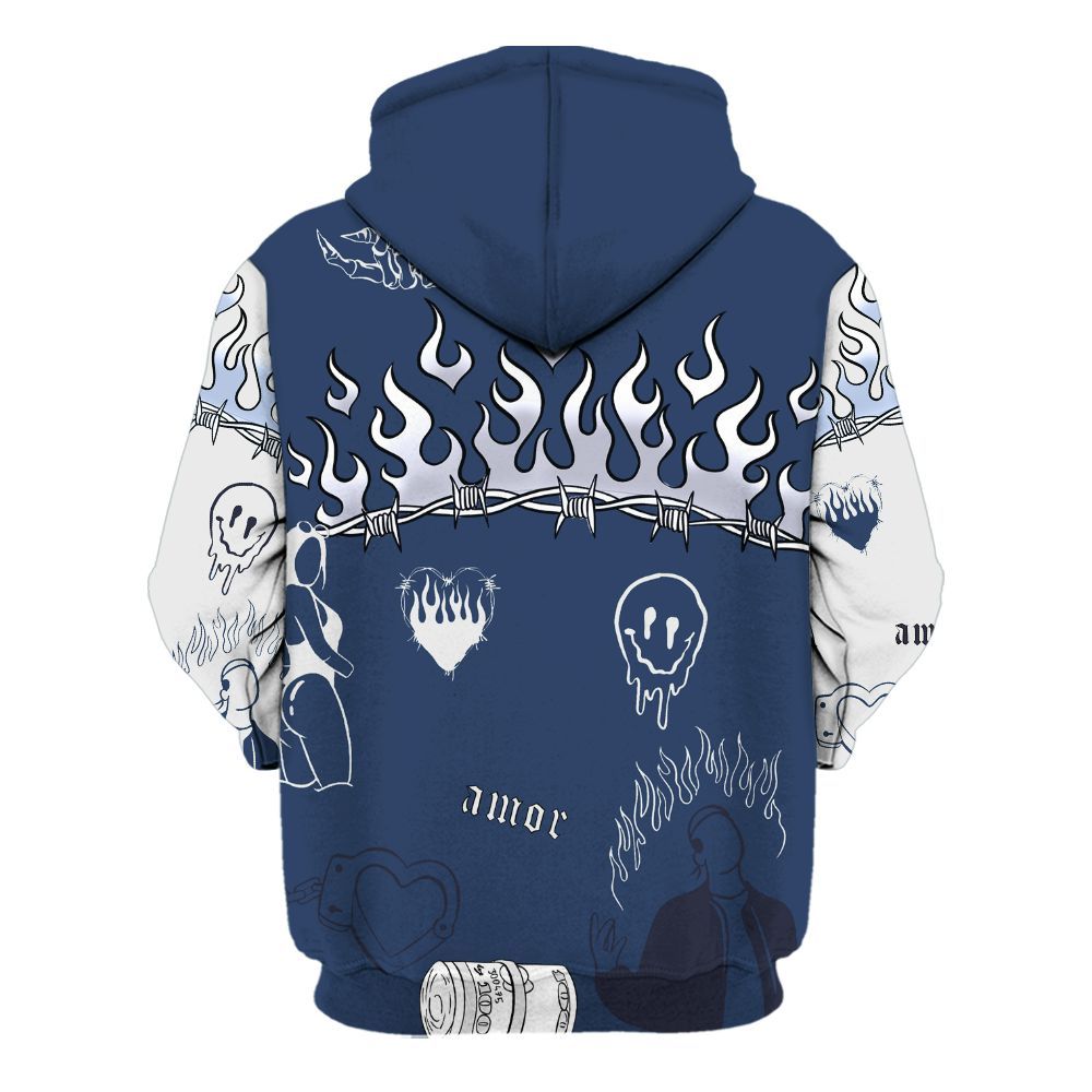 Hoodie To Match Low 85 Metallic Blue 1s - Snake Trust No One All Over Print