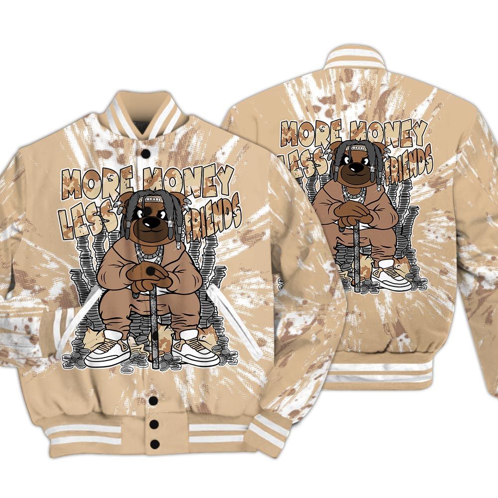 Varsity Jacket To Match Desert Camo 3s - More Moneys Bear Luxury Varsity Jacket Unisex