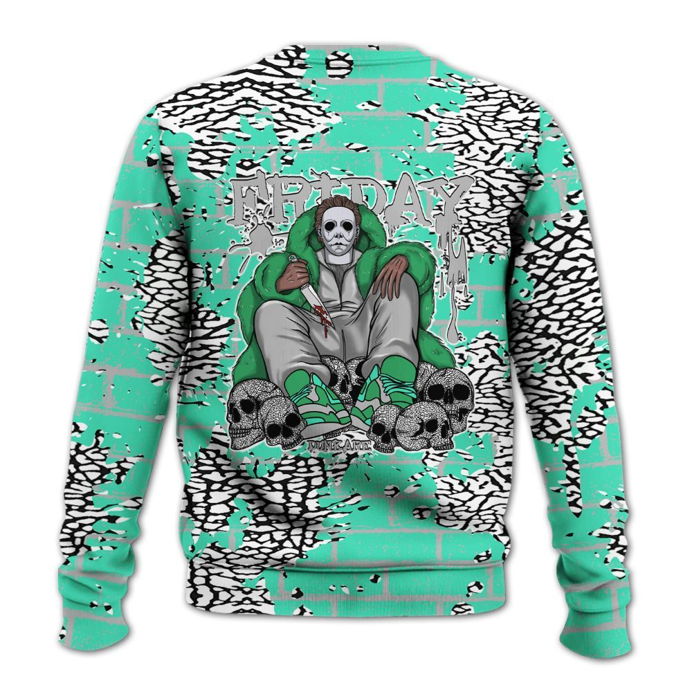 Sweatshirt To Match Black Green Glow 3s - Friday Brick All Over Print