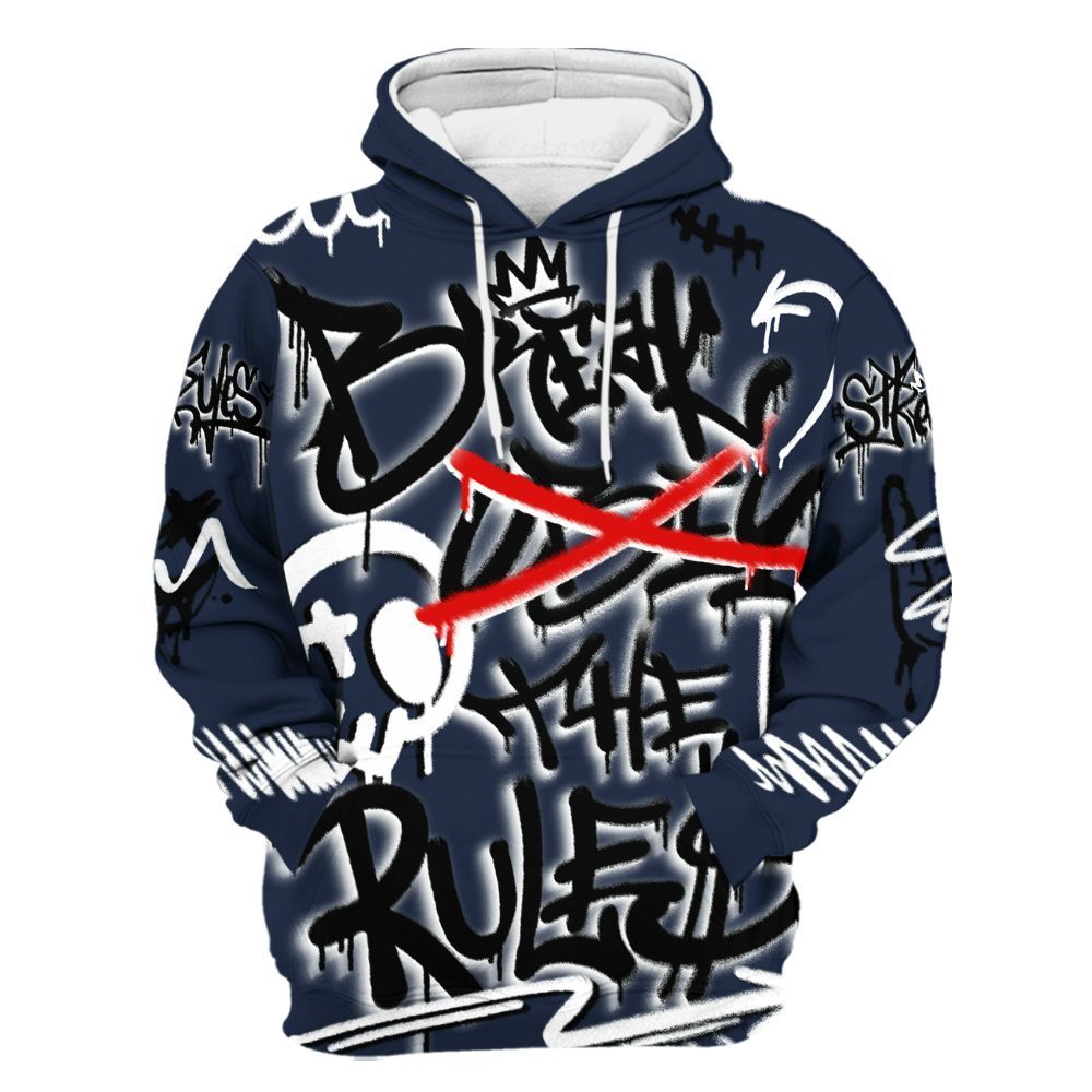 Hoodie To Match Dunk Low White Midnight Navy - Break Rules Streetwear All Over Print
