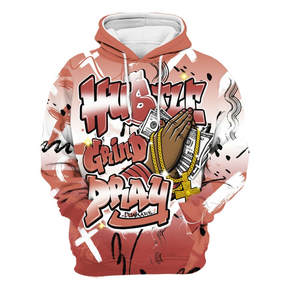 Hoodie To Match Dune Red 13s - Money Hustle Grind Pray All Over Print