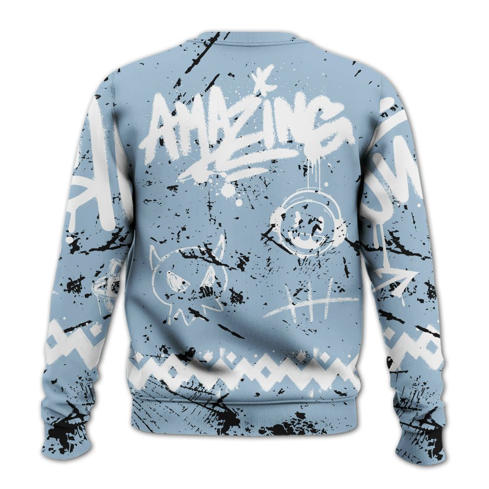 Sweatshirt To Match Mid Ice Blue 1s - Friday Sneaker Crayon All Over Print