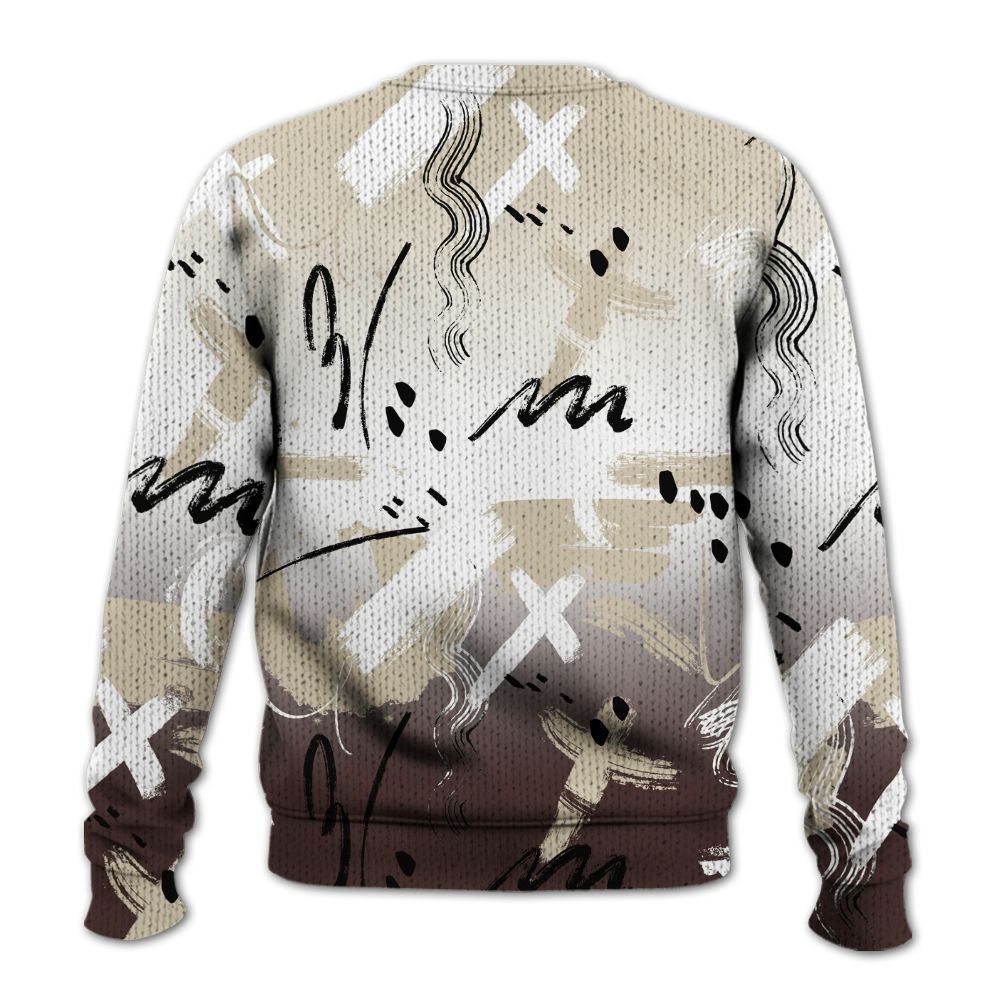 Knitted Sweater To Match Burgundy Crush 3s - Money Hustle Grind Pray