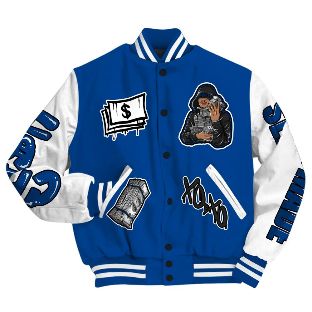 Varsity Jacket To Match Low 85 Royal 1s - Selfmade Unique All Over Print