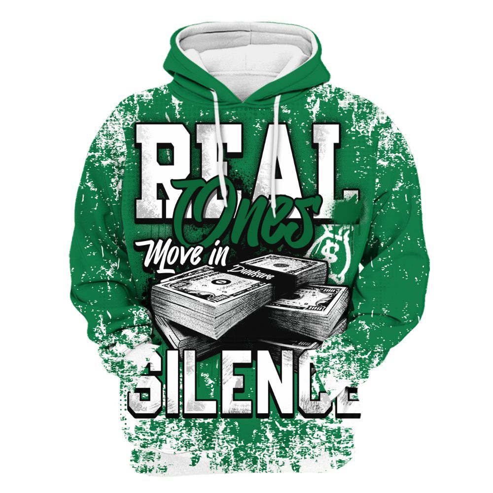 Hoodie To Match Pine Green 13s - Move In Silence Money Street Retro All Over Print