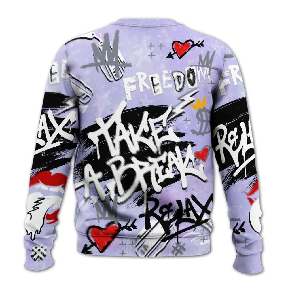 Sweatshirt To Match Zen Master 4s - Take Break Freedom Graffiti Streetwear All Over Print