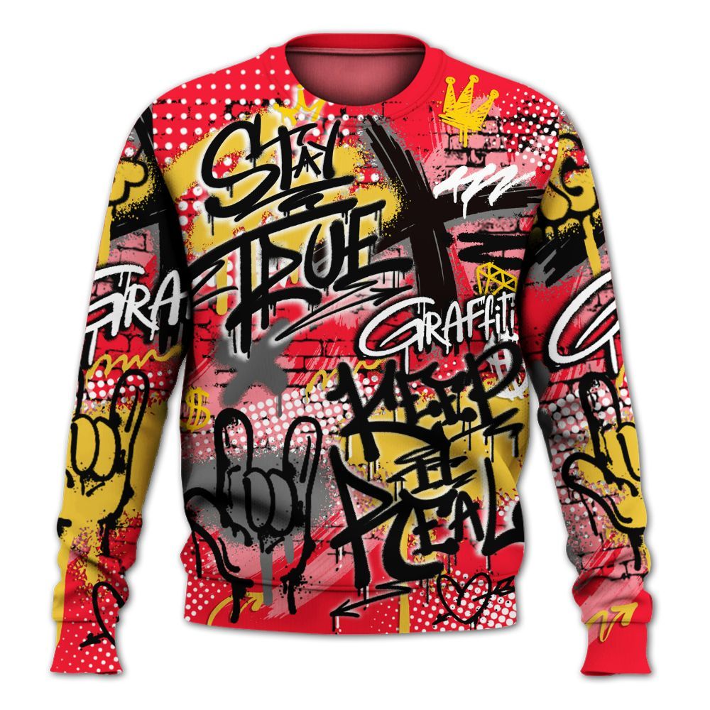 Sweatshirt To Match KD 18 Air Bakin - True It Real Graffiti Streetwear All Over Print
