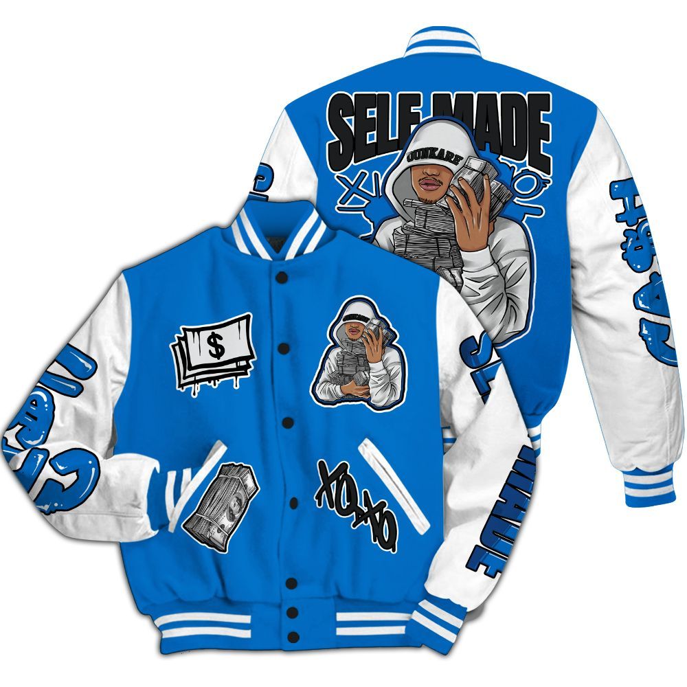 Varsity Jacket To Match Blueberry 12s - Selfmade Unique All Over Print