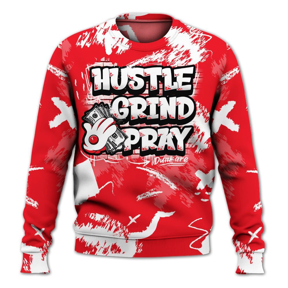 Sweatshirt To Match Zoom Vomero 5 Valentine's Day 2025 - Hustle Grind Pray Retro All Over Print
