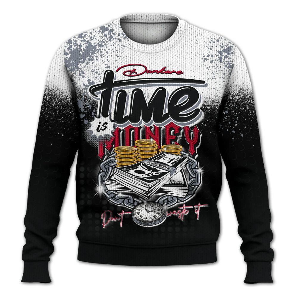 Knitted Sweater To Match Mid Black Metallic 1s - Halftone Time Is Money