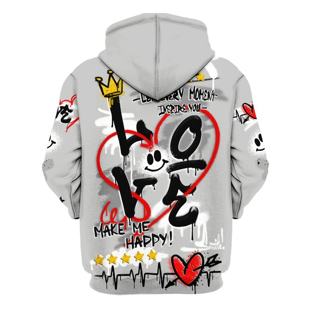 Hoodie To Match Retro White Oreo 4s - Happy Love Beats Graffiti Streetwear All Over Print