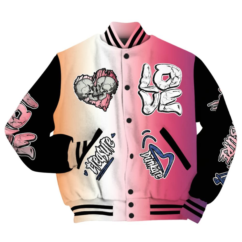 Varsity Jacket To Match Air Griffey Max Los Angeles 1s - Skull Bear All Over Print