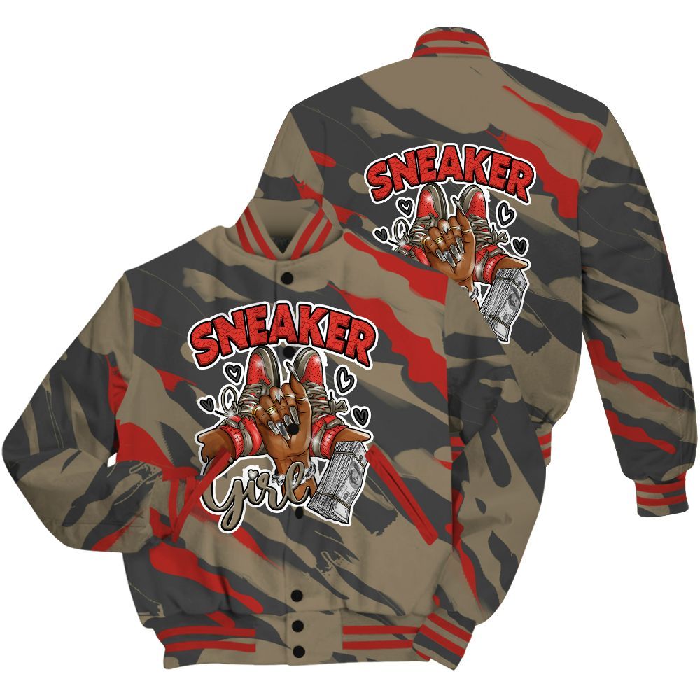 Varsity Jacket To Match Olive 9s Shirt - Sneakerz Girlz Colored All Over Print