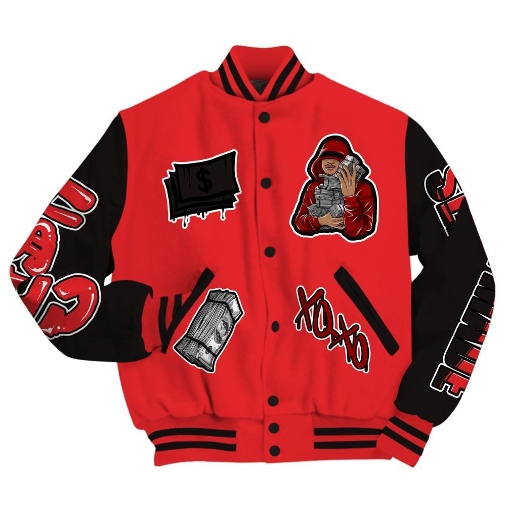 Varsity Jacket To Match Chile Red 9s - Selfmade Unique All Over Print