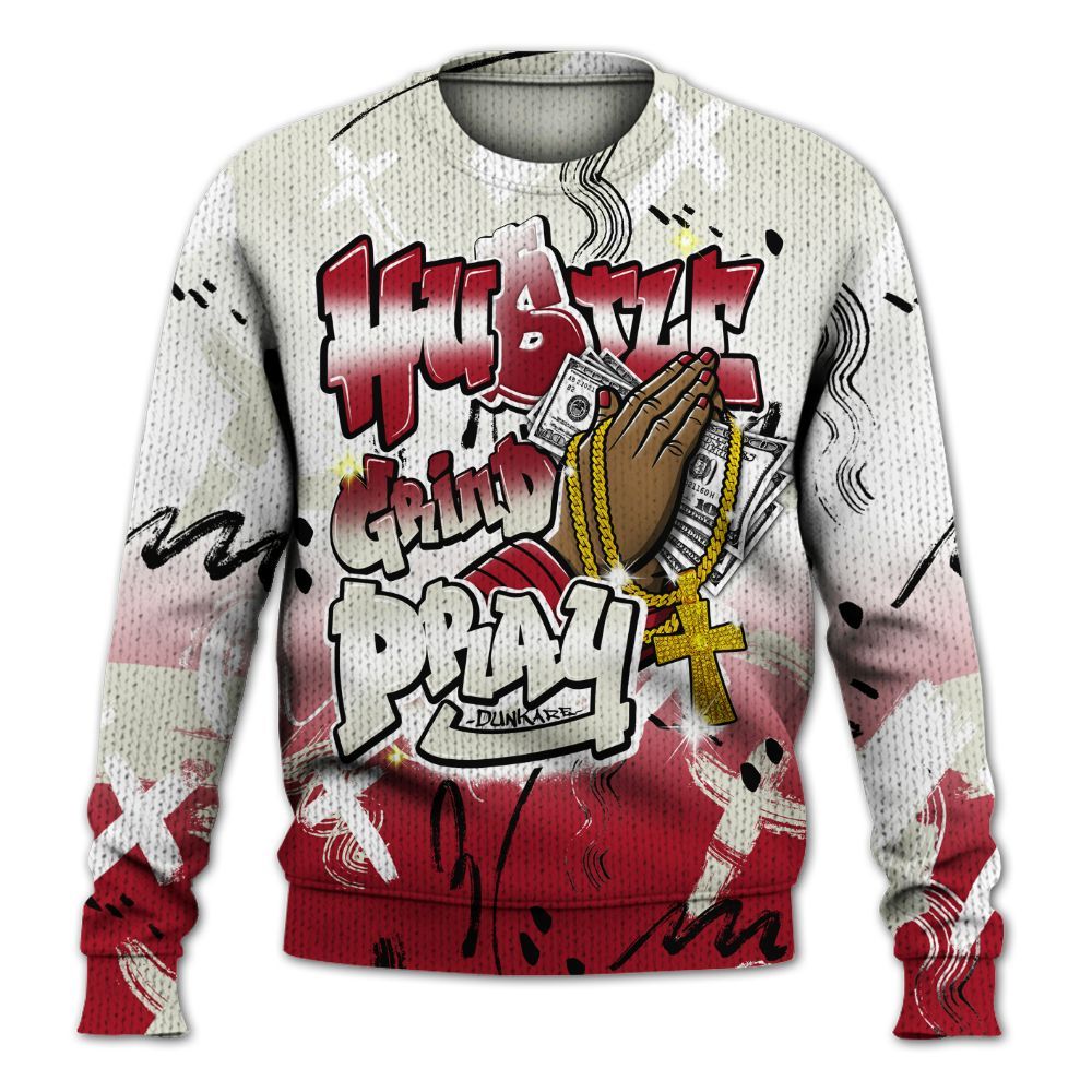 Knitted Sweater To Match 2025 High OG Cinnabar 1s - Money Hustle Grind Pray