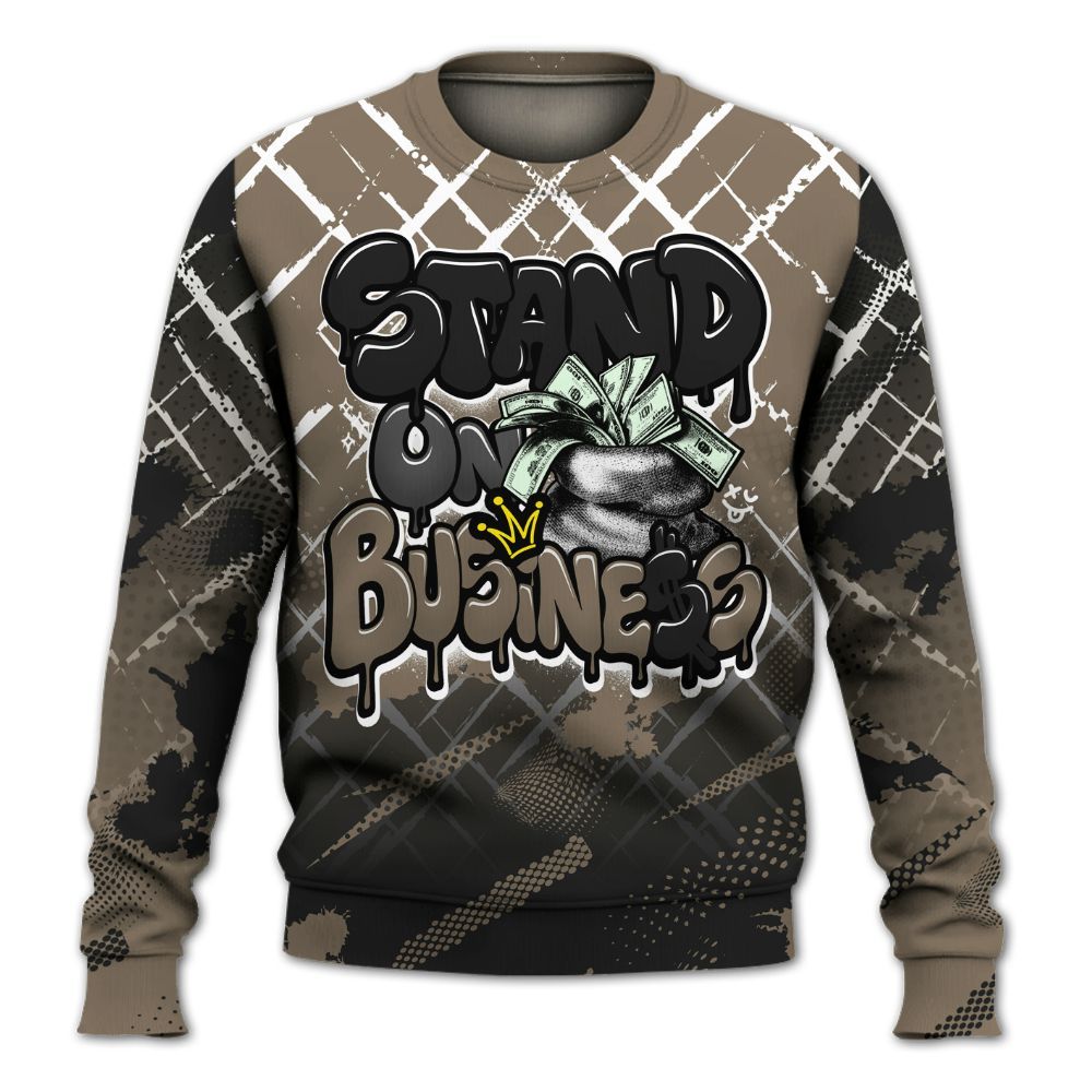 Sweatshirt To Match Low OG Dark Mocha 1s - Halftone Stand Business Dripping All Over Print