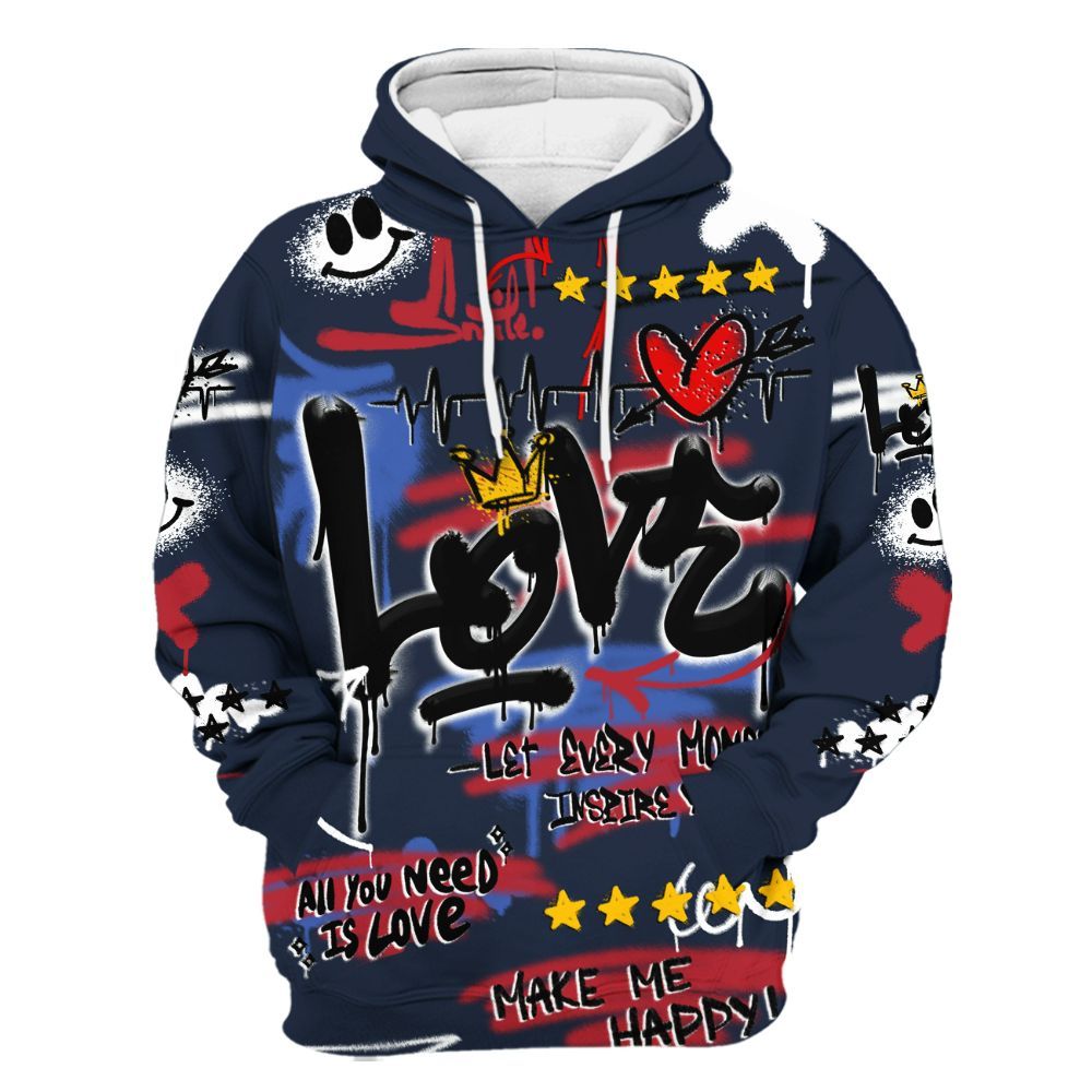 Hoodie To Match Dunk Low COJP What The 2024 - Happy Love Beats Graffiti Streetwear All Over Print