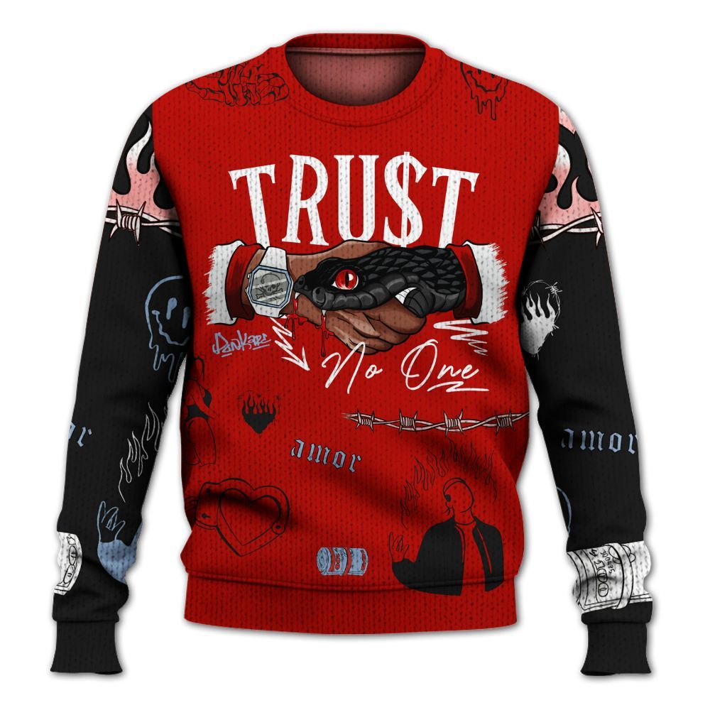 Sweater To Match Retro Fire Red 6s, Snake Trust No One Graphic