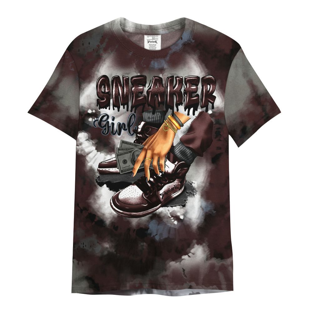 Shirt To Match Burgundy 5s - SNEAKER Girl Money Drip Tie Dye All Over Print