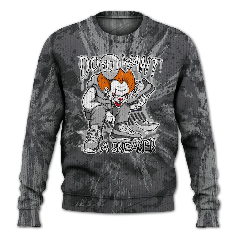 Knitted Sweater To Match White Thunder 4s - Clown Scary Sneakers Graphic Halloween